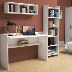 Työpöytä Chic Home 118 x 58 x 80 cm Heini hyllyköillä