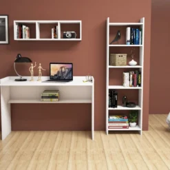 Työpöytä Chic Home 118 x 58 x 80 cm Heini hyllyköillä