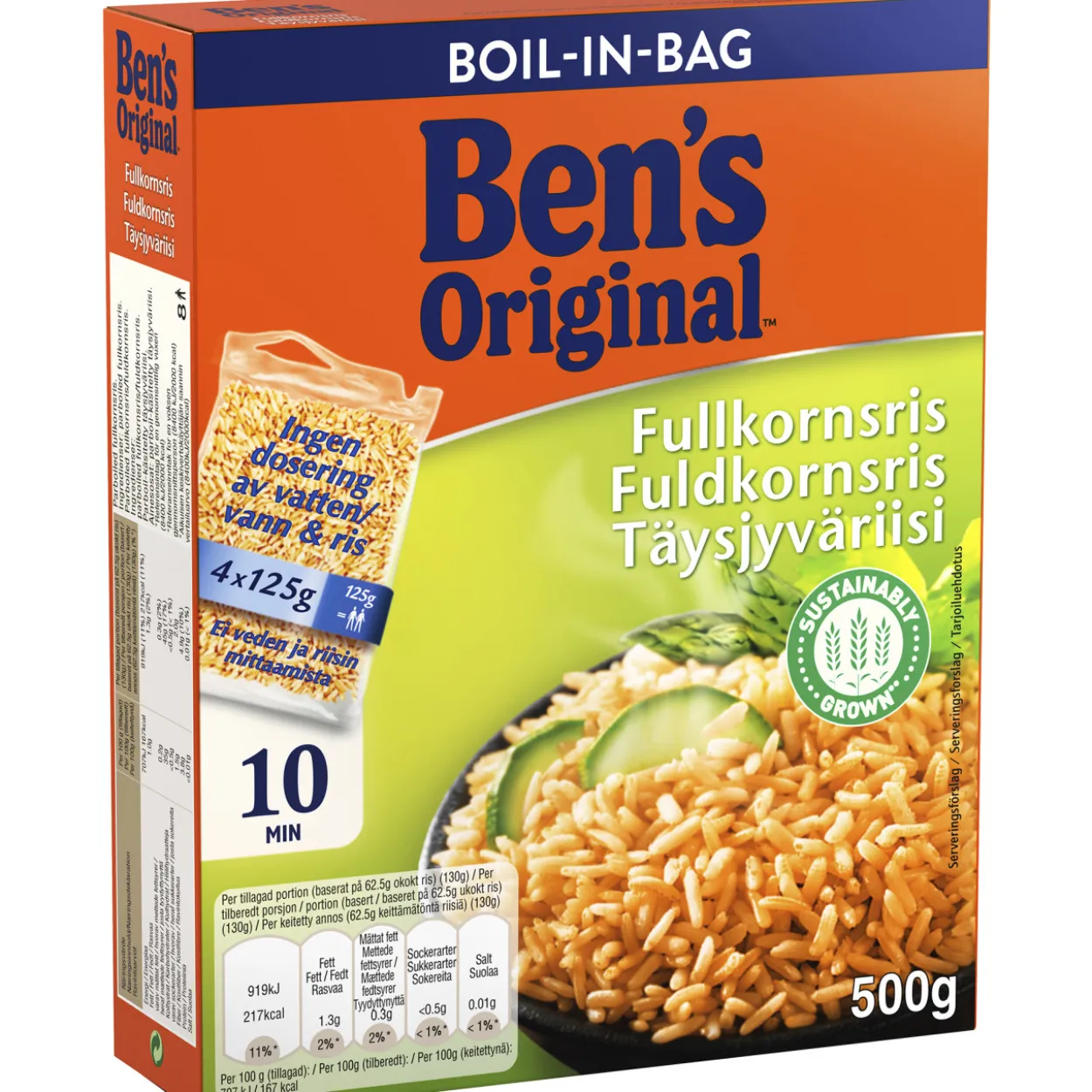 Täysjyväriisi Ben's Original 4 x 125 g keitinpussissa