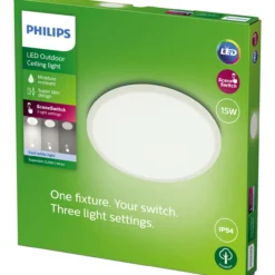 Ulkokattovalaisin Philips SuperSlim SceneSwitch valkoinen 15W 40K IP54