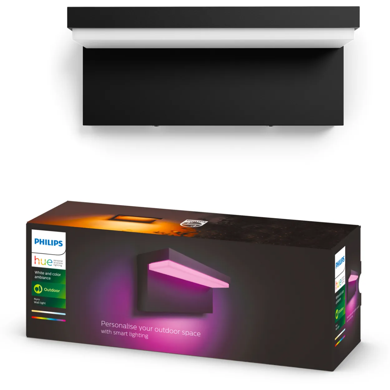 Ulkoseinävalaisin Philips Hue Nyro White and Color Ambiance 13.5W, musta