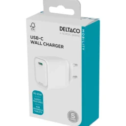 USB-C seinälaturi Deltaco 20 W valkoinen
