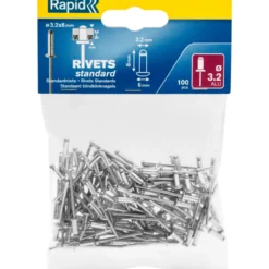 Vetoniitti 3,2 x 8 mm, alumiinipää, 100 kpl