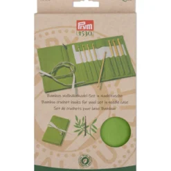 Virkkauskoukkusetti Prym 3,5-8,0 mm bambu kotelossa